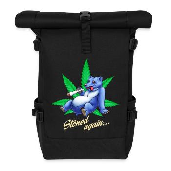 Saufen Kiffen Design stoned Bear - Rolltop Rucksack - Schwarz - Vorne