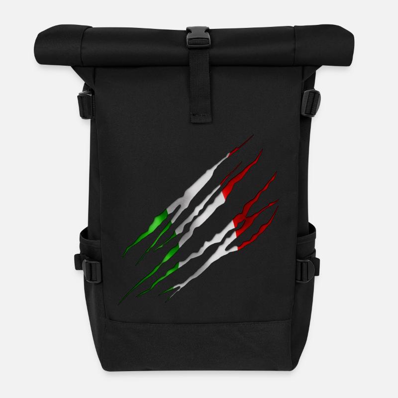 Italy Slit open 001 AllroundDesigns - Roll Top Backpack - black