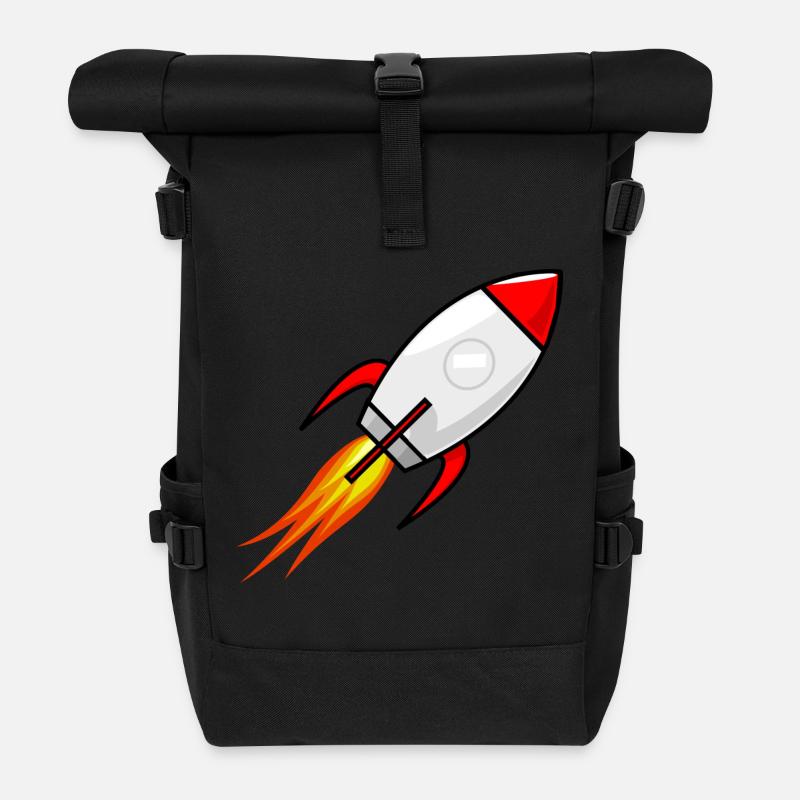 Rakete in Rot - Rolltop Rucksack - Schwarz
