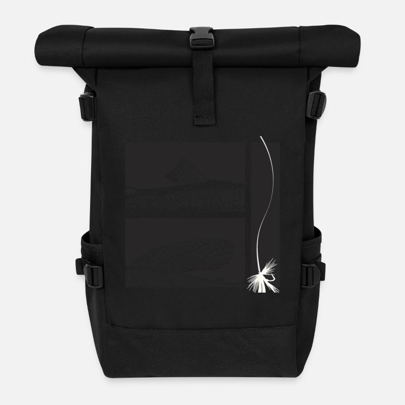 Modell 44 - Äsche und Forelle - Rolltop Rucksack - Schwarz