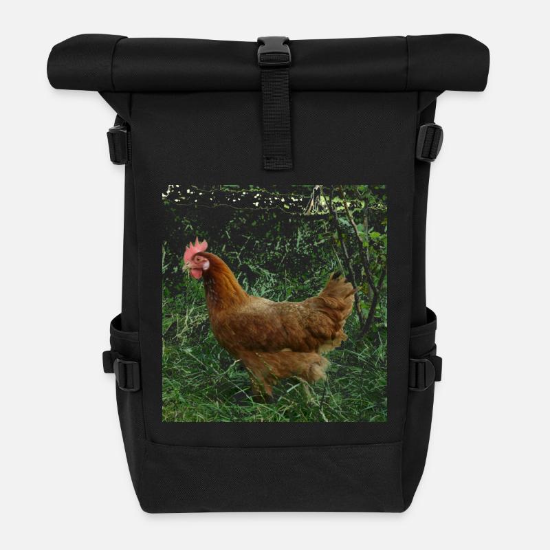chicken - Roll Top Backpack - black