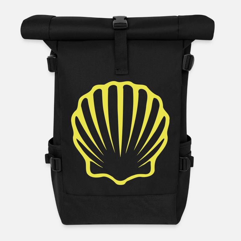 Jakobsmuschel VIIb Gelb - Rolltop Rucksack - Schwarz