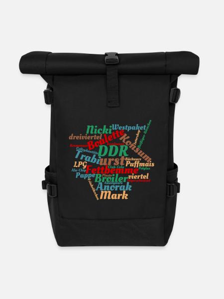DDR Ostalgie Wörtersammlung - Rolltop Rucksack - Schwarz