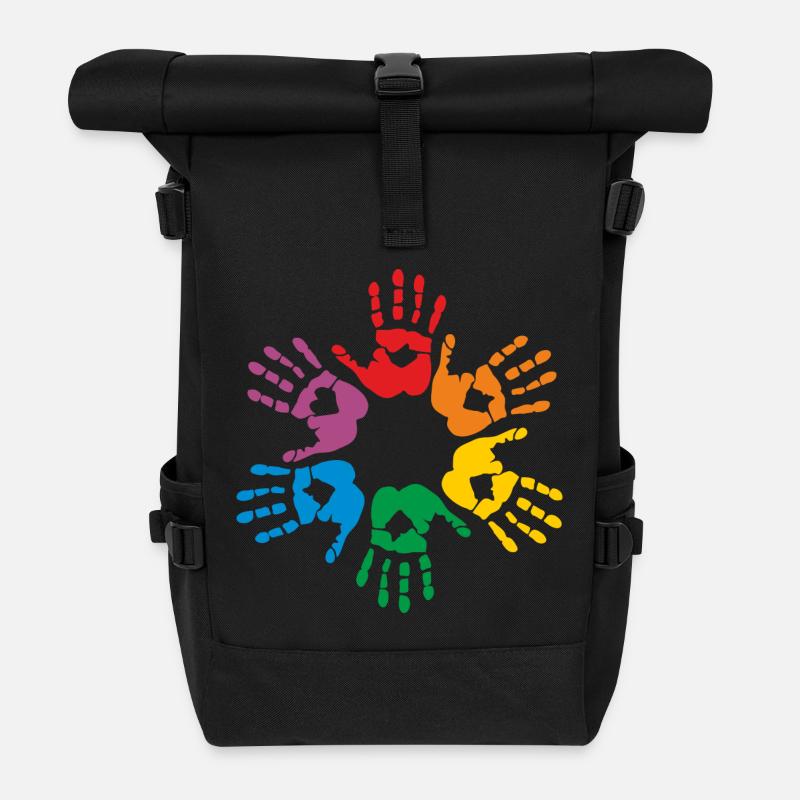 Rainbow hands - Roll Top Backpack - black