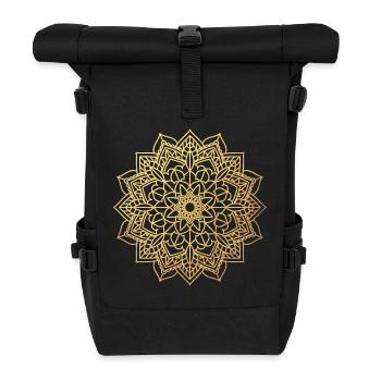 Yoga Shirt Gold Meditation Sun Ornament Mandala - Roll Top Backpack - black - Front