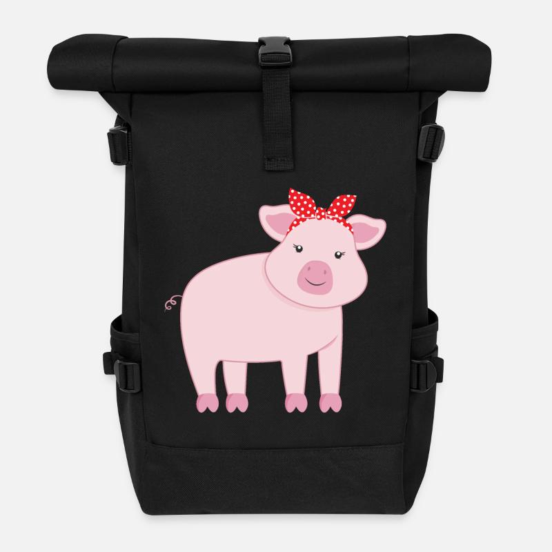 Schwein Schweine - Rolltop Rucksack - Schwarz