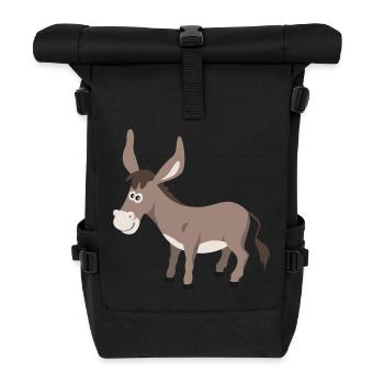 Esel Illustration – handgezeichnetes Tiermotiv - Rolltop Rucksack - Schwarz - Vorne