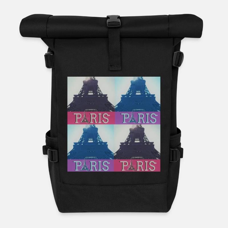 paris eiffel - Rolltop Rucksack - Schwarz