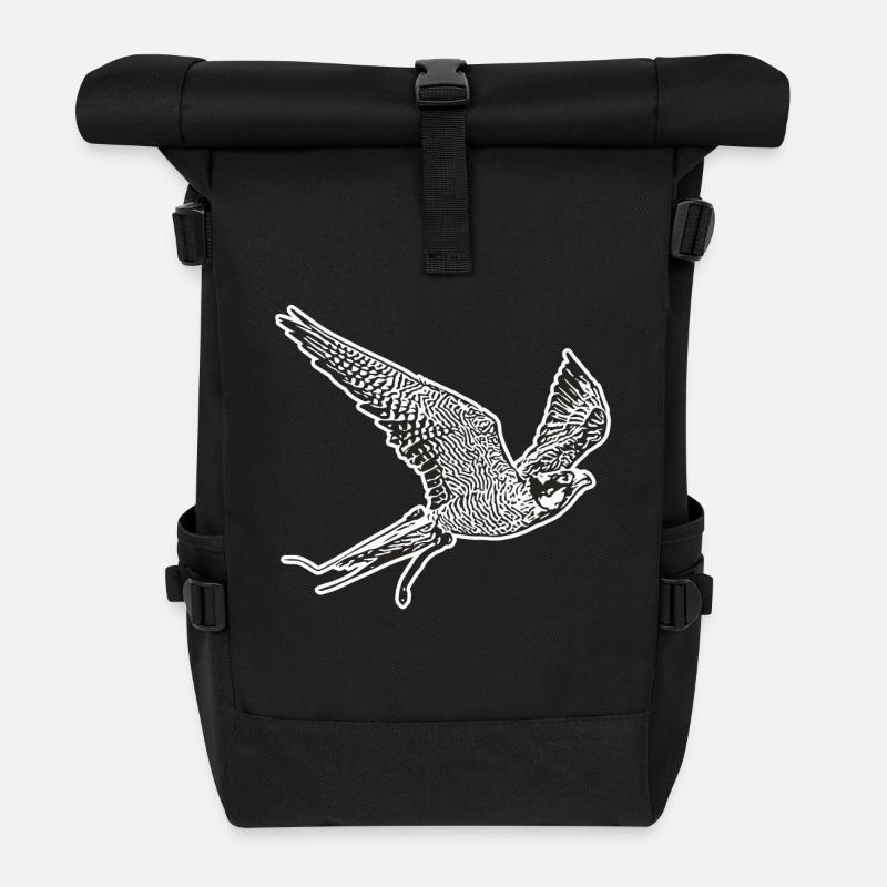 Falke im Flug - Rolltop Rucksack - Schwarz