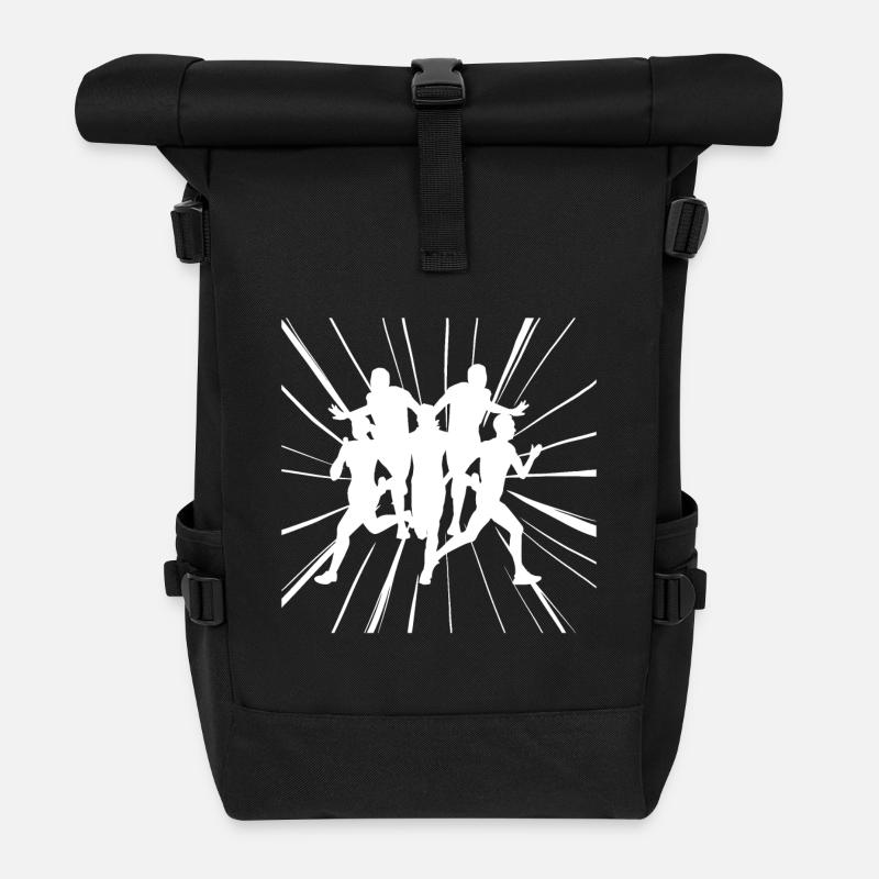 Coureurs rapides à la ligne d’arrivée en compétition - Sac à dos roll top - noir