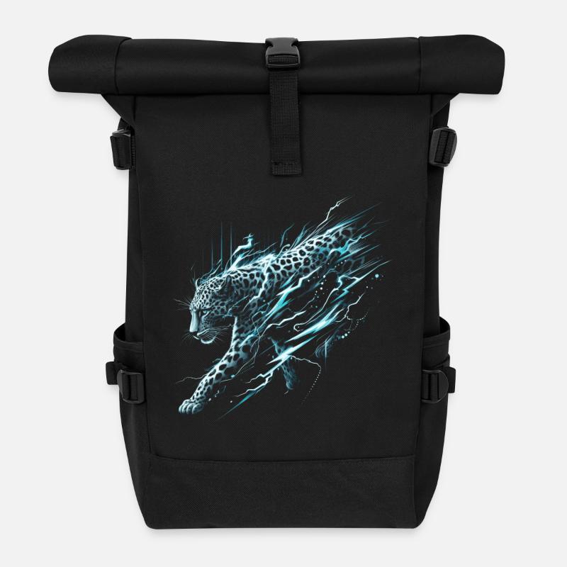 Leopard Lightning - Rolltop Rucksack - Schwarz