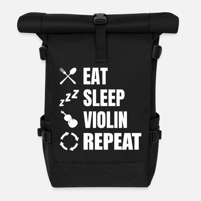Eat Sleep Violin Repeat - Rolltop Rucksack - Schwarz