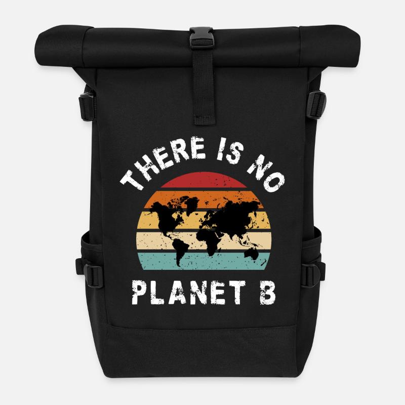 Es gibt keinen Planet B Vintage Retro - Rolltop Rucksack - Schwarz