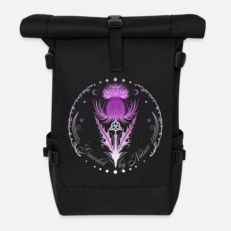 Distel mit Triquetra Guarded by Nature - Rolltop Rucksack - Schwarz