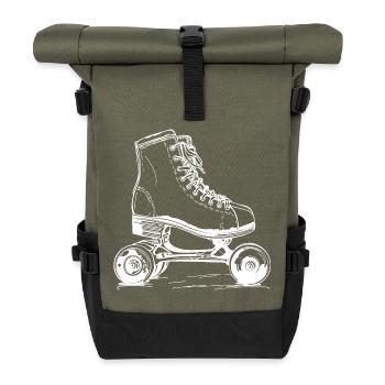 Roller Skates Zeichnung - Rolltop Rucksack - Olive/Schwarz - Vorne