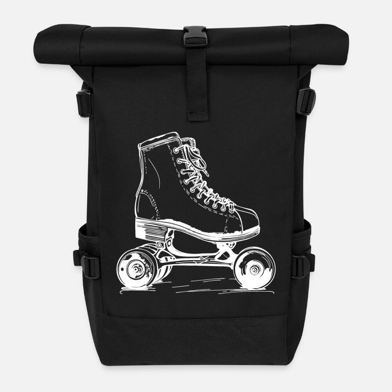 Dessin de patins à roulettes - Sac à dos roll top - noir