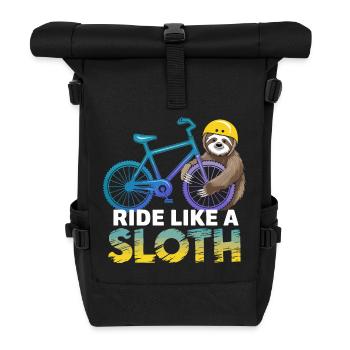 Sloth Biker with Helmet - Roll Top Backpack - black - Front