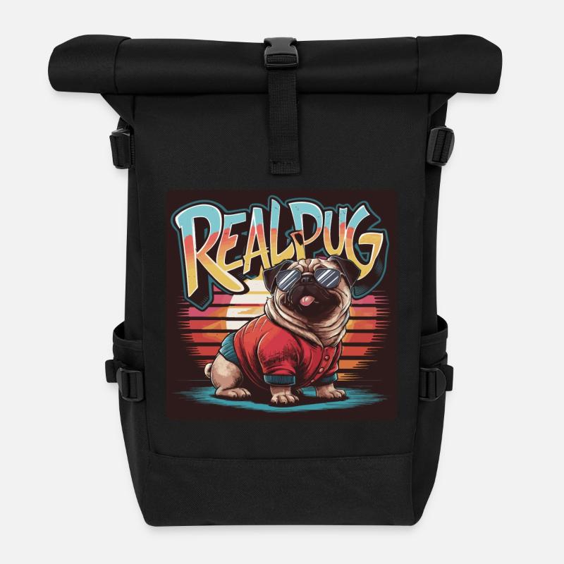 Mops Hundehalter Mops Pugs Real Pug - Rolltop Rucksack - Schwarz