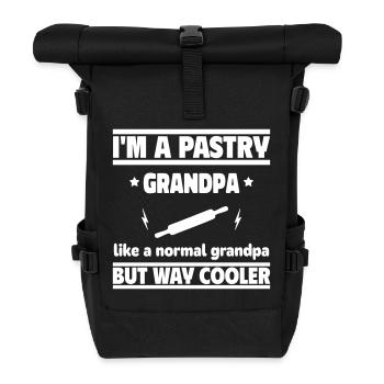 Der coole Opa, der Gebäck liebt - Rolltop Rucksack - Schwarz - Vorne