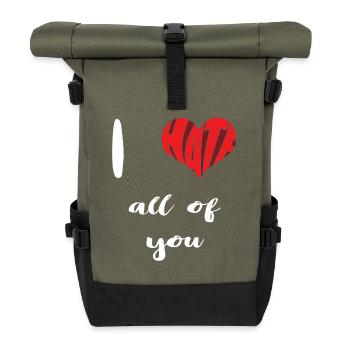 Hass alle von euch Stopp Hass Anti Hass - Rolltop Rucksack - Olive/Schwarz - Vorne