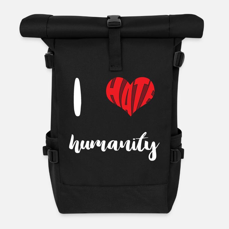Hate Humanity Stop Hate Anti Hate - Roll Top Backpack - black