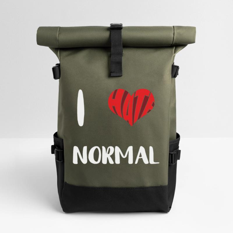 Hate Normal Stop Hate Anti Hate Roll Top Backpack