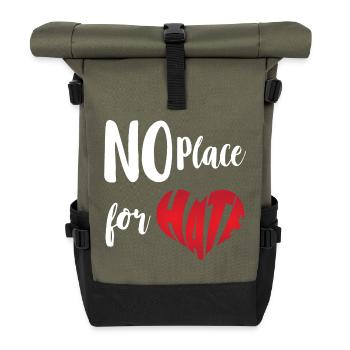 Kein Platz für Hass Stopp Hass Anti Hass - Rolltop Rucksack - Olive/Schwarz - Vorne