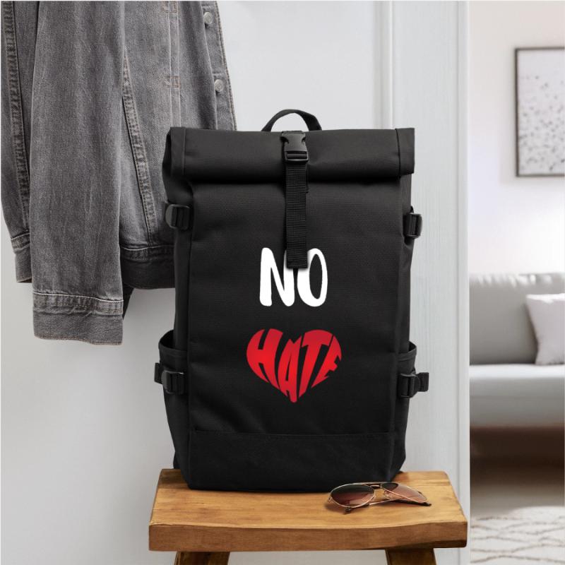 No Hate Dislike Stop Hate Anti Hate Roll Top Backpack
