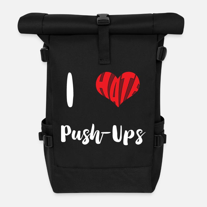 Fitness Workout I Hate Push-Ups Training Exercise - Roll Top Backpack - black