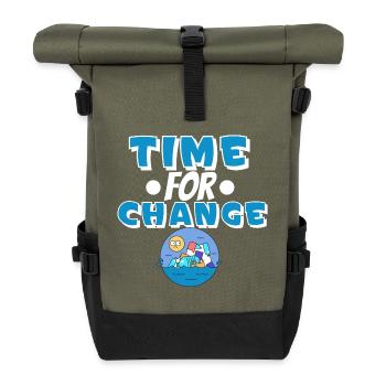 Klimawandel Klimaschutz - Rolltop Rucksack - Olive/Schwarz - Vorne