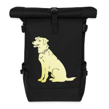 Border Collie Hund Silhouette - Rolltop Rucksack - Schwarz - Vorne