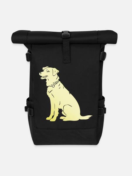 Border Collie Hund Silhouette - Rolltop Rucksack - Schwarz