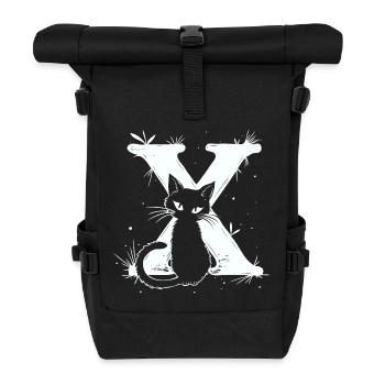 Letter X with cat - Roll Top Backpack - black - Front