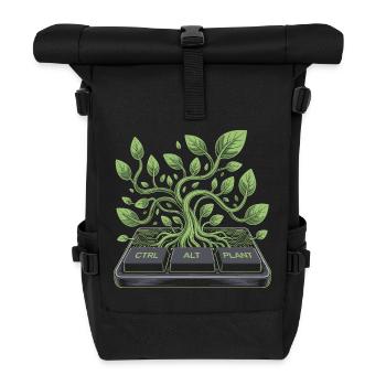 ctrl alt plant garden design - Roll Top Backpack - black - Front