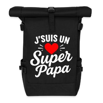 J’suis un Super Papa – cadeau fête des pères - Sac à dos roll top - noir - Devant