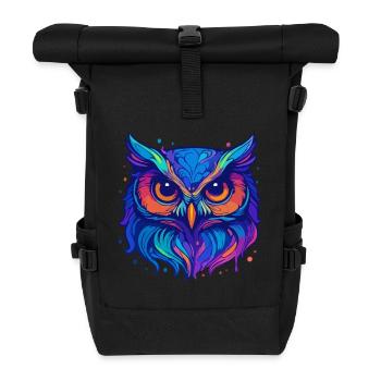 Neon Owl - Roll Top Backpack - black - Front