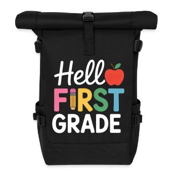 Hello First Grade Back To School - Rolltop Rucksack - Schwarz - Vorne