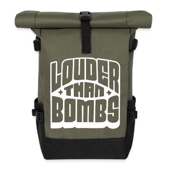 Lauter als Bomben Fette Typografie - Rolltop Rucksack - Olive/Schwarz - Vorne