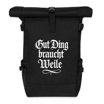 Logo-GutDingBrauchtWeile-FlipArt86 - Roll Top Backpack - black - Front