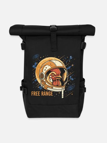 Weltraumhuhn im Astronautenhelm - Rolltop Rucksack - Schwarz