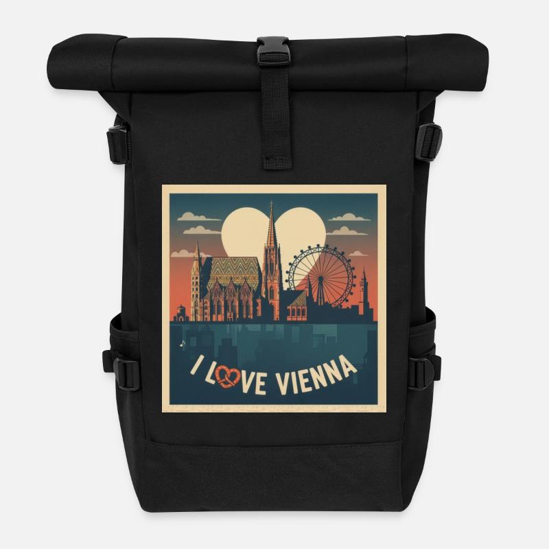Vienna Love Stephansdom - Rolltop Rucksack - Schwarz