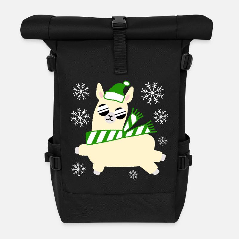 Llama – Noël - Sac à dos roll top - noir
