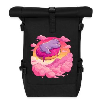 Polar bear on donut in the sea of clouds - Roll Top Backpack - black - Front