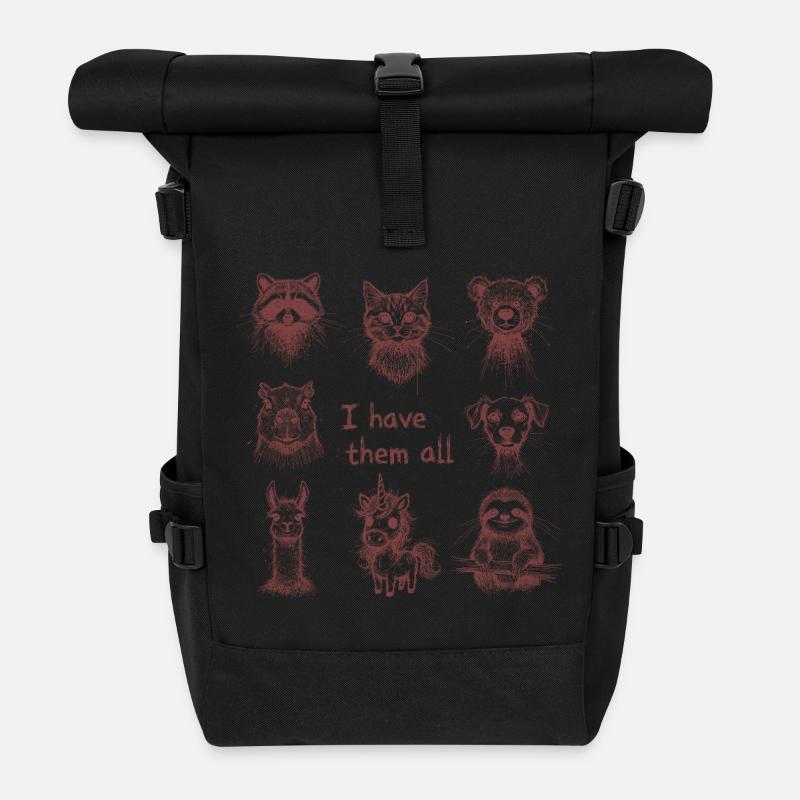 Je les ai tous - Animal Cuddle Pile - Sac à dos roll top - noir