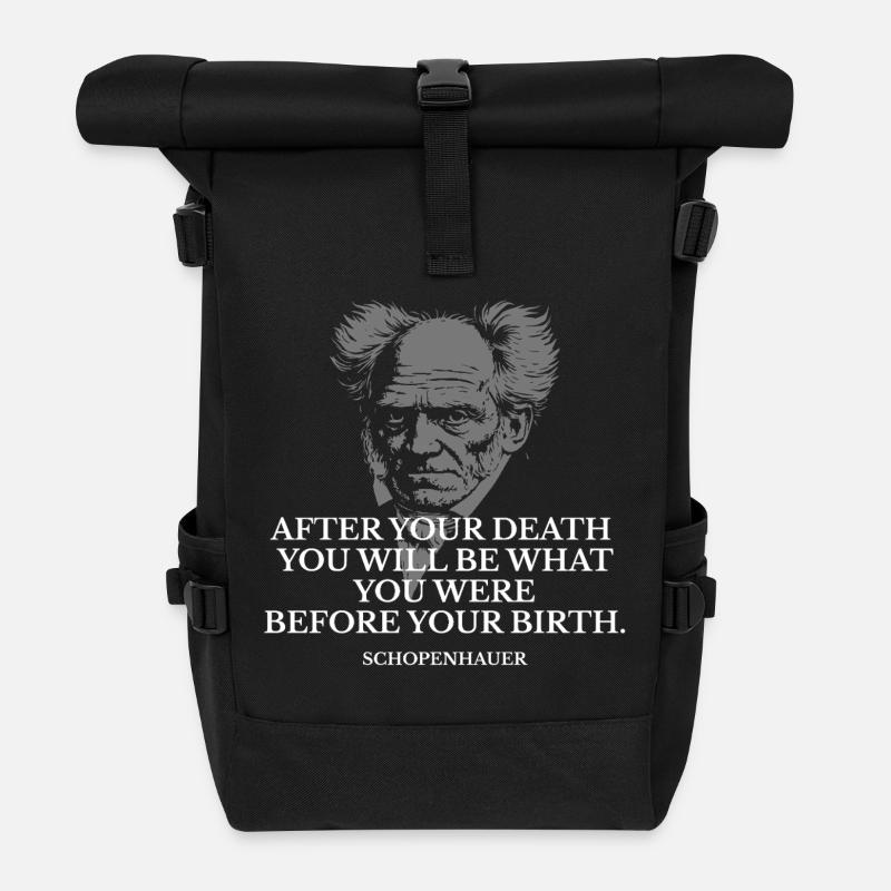 Schopenhauer Geburts- und Todeszitat - Rolltop Rucksack - Schwarz