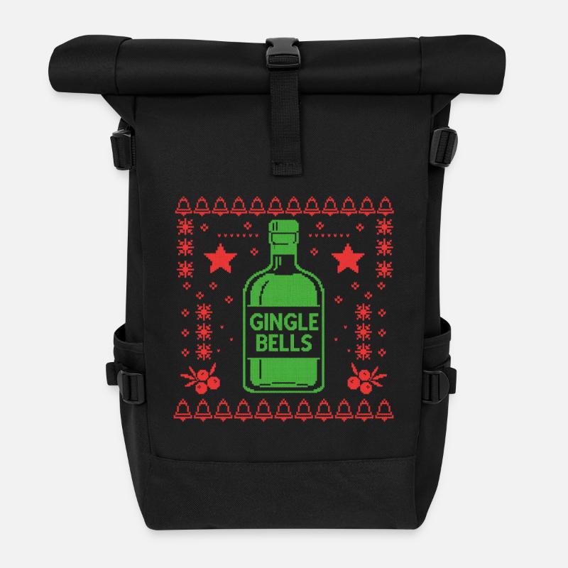 Ugly Christmas GINgle Bells - Rolltop Rucksack - Schwarz