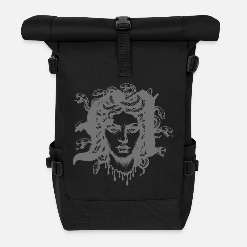 Medusa Head with Snakes - Roll Top Backpack - black