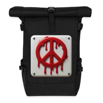 PEACE EMERGENCY #2 - peace & love - Roll Top Backpack - black - Front