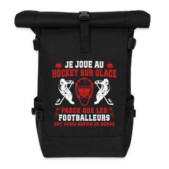 je joue au hockey sur glace cadeau drôle hockey - Roll Top Backpack - black - Front