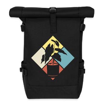 Retro Plant Lover Plants Succulents - Roll Top Backpack - black - Front